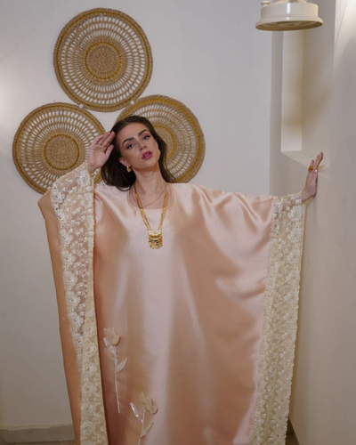 PEACH SATIN TULIP KAFTAN