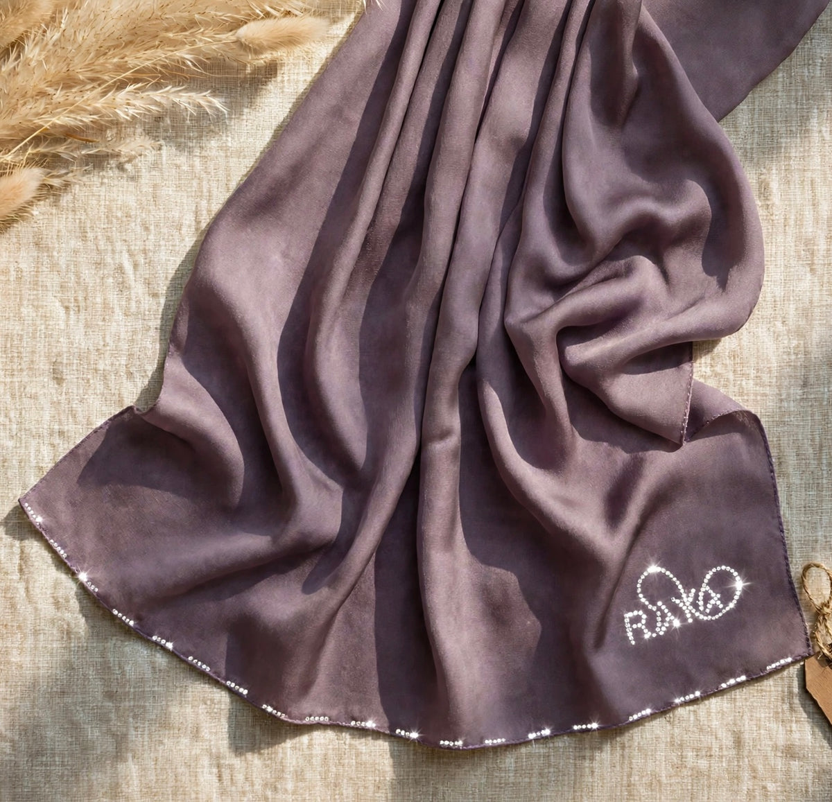 Dusty Purple Feather lite Hijab with SWAROVSKI®️ crystals