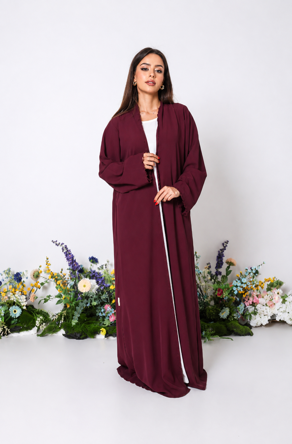 Maroon Magnolia Abaya