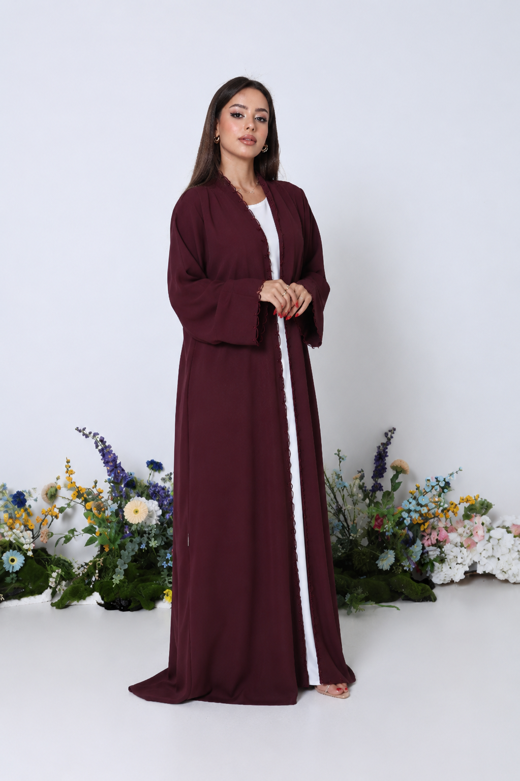 Maroon Magnolia Abaya