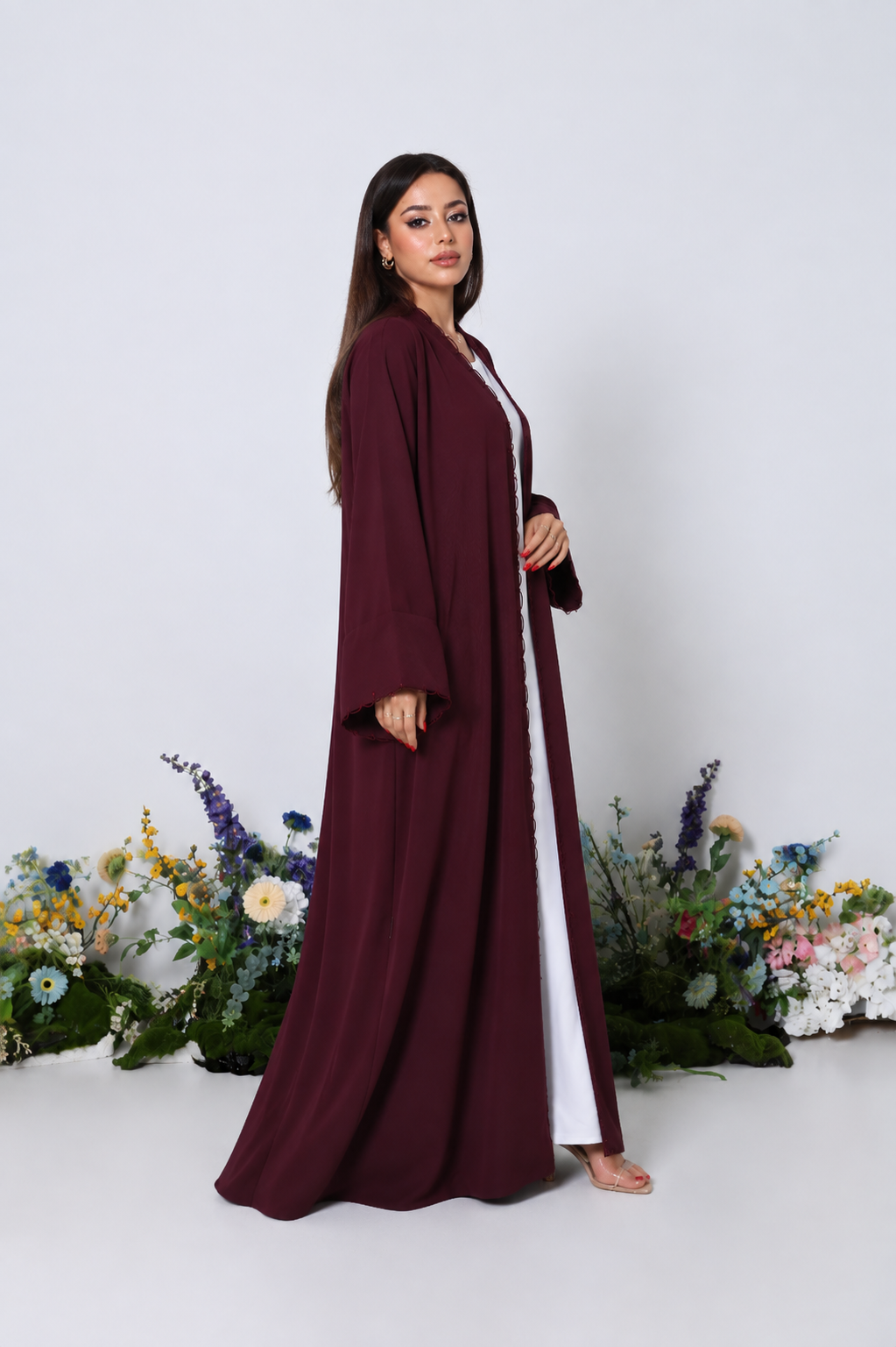 Maroon Magnolia Abaya