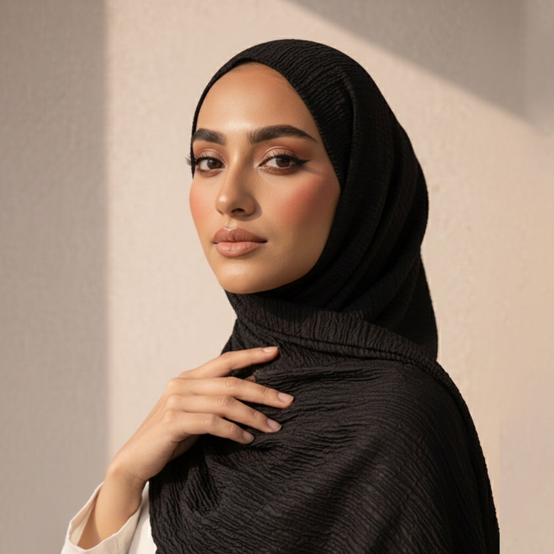 BLACK CRINKLE HIJAB