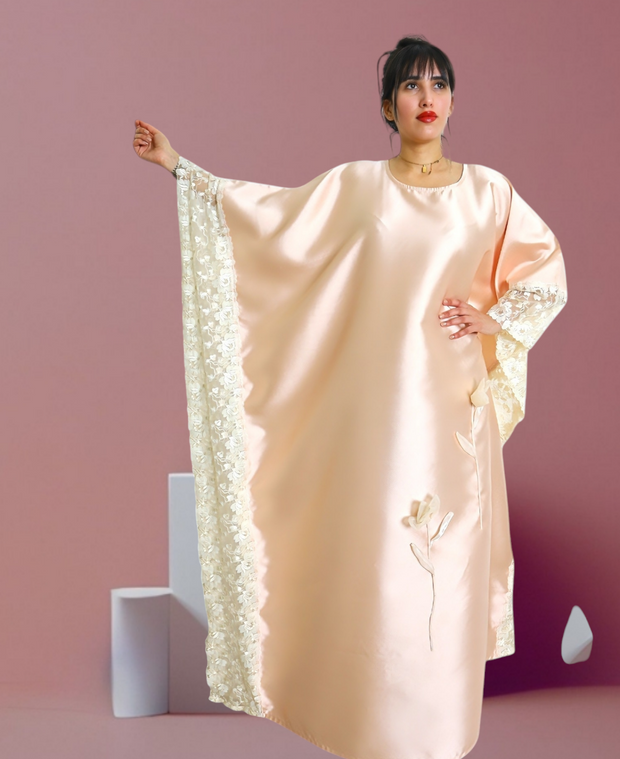 PEACH SATIN TULIP KAFTAN