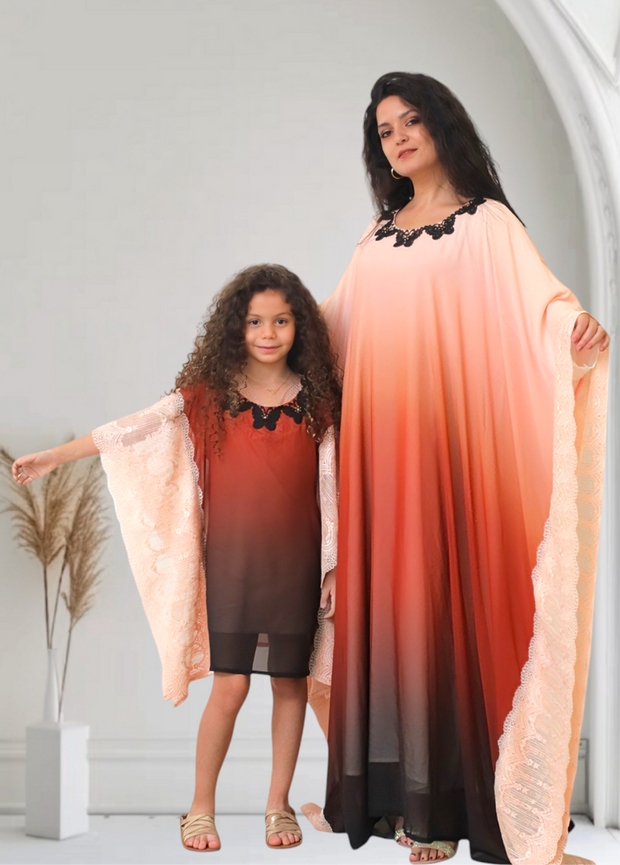 PEACH SUNSET KAFTAN  (MOTHER / DAUGHTER DUO )