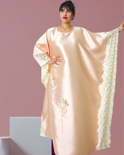 PEACH SATIN TULIP KAFTAN