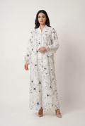 Ivory Bloom Jacquard Abaya