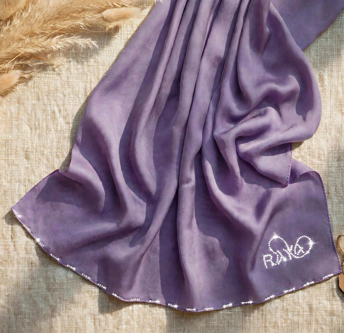 Lavender Feather lite Hijab with SWAROVSKI®️ crystals
