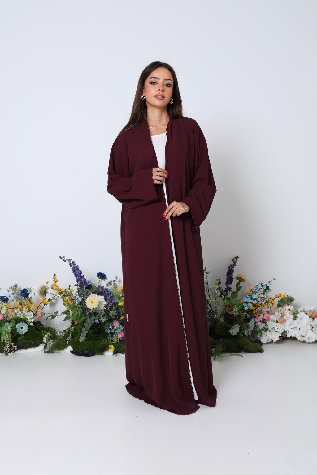 Maroon Magnolia Abaya
