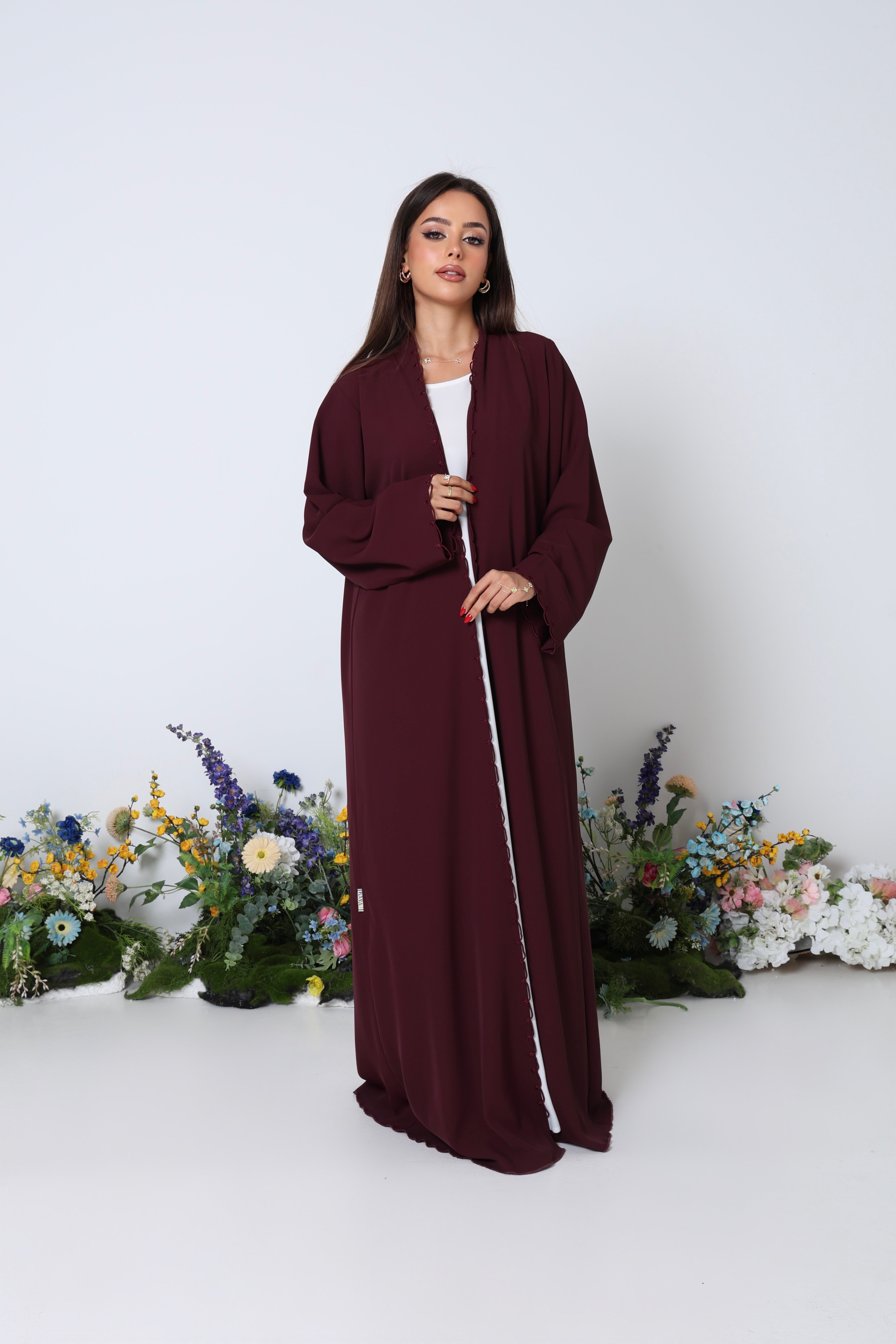 Maroon Magnolia Abaya