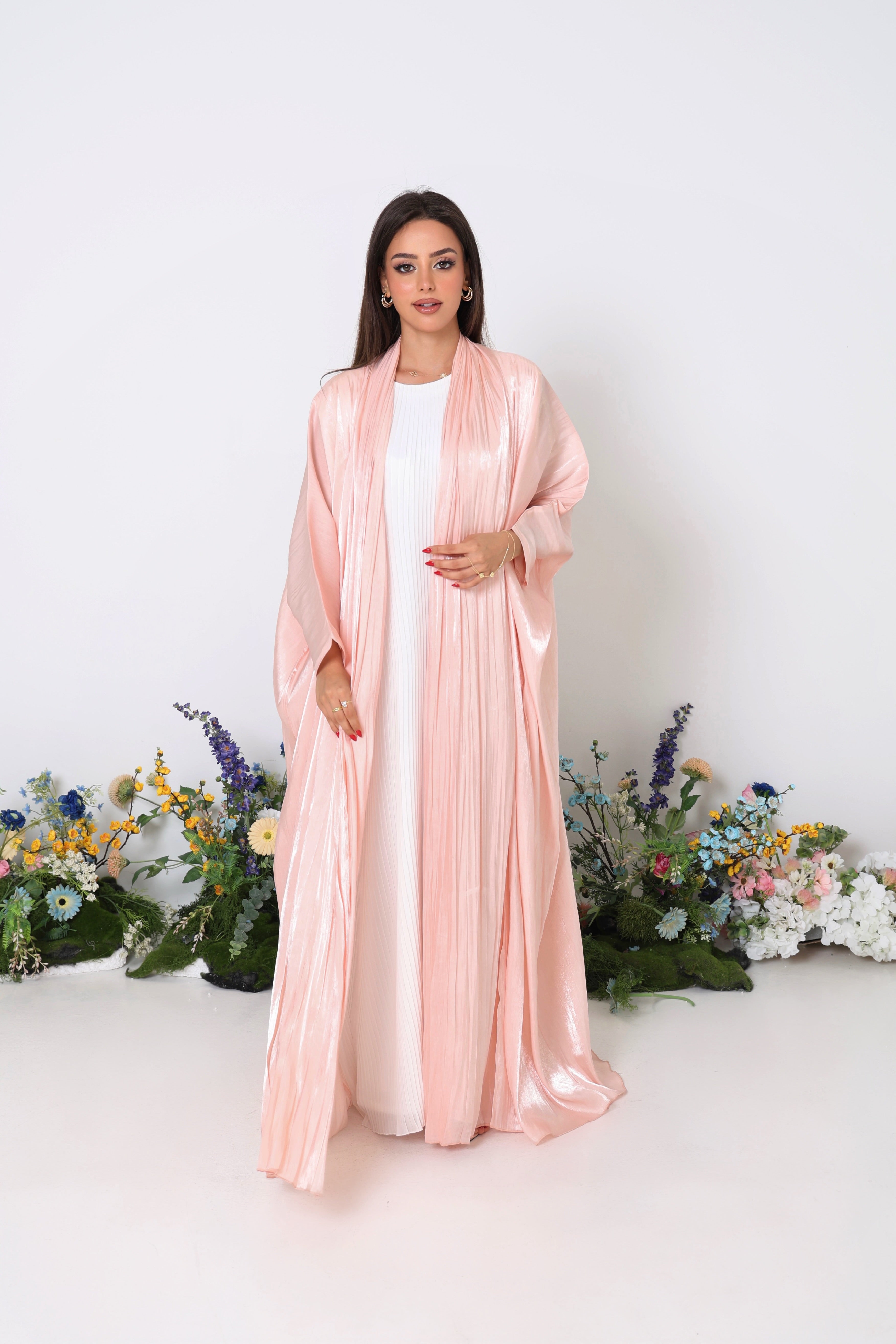 Dahlia Muse Abaya Set with Pleated Chiffon Inner Dress
