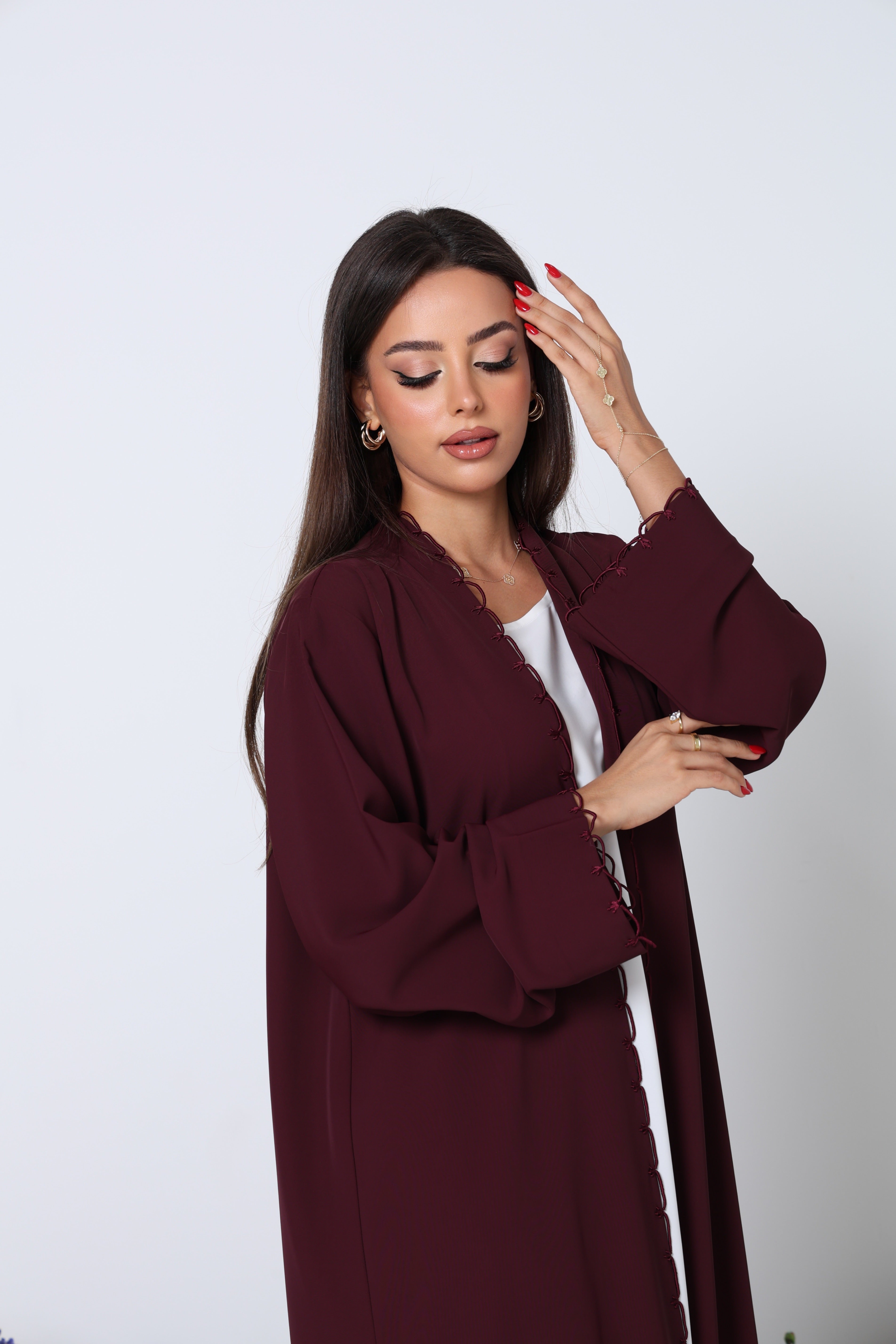 Maroon Magnolia Abaya