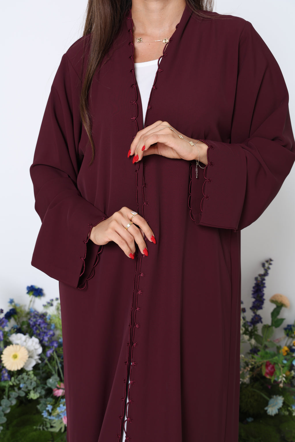 Maroon Magnolia Abaya