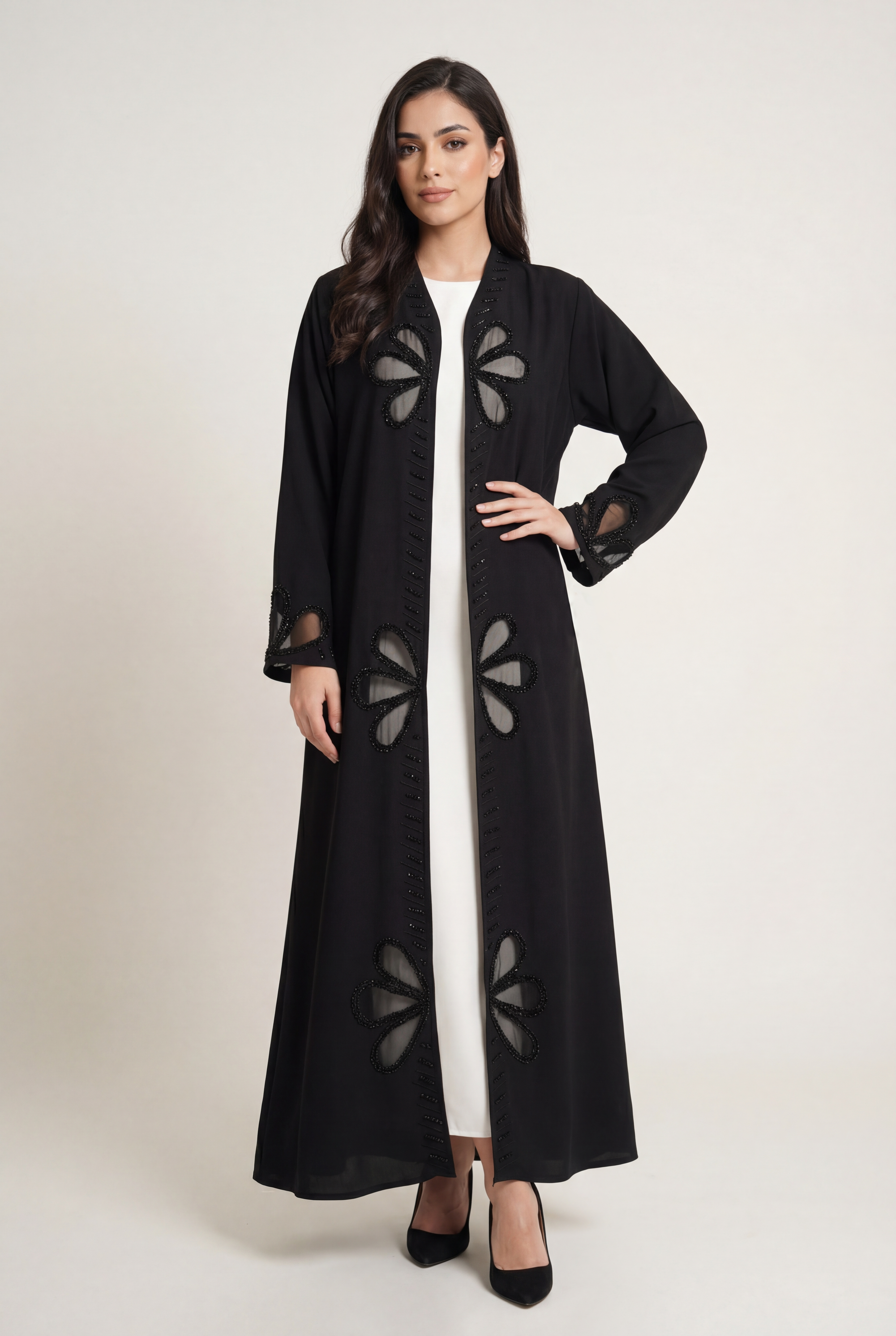 Noir Petal Abaya