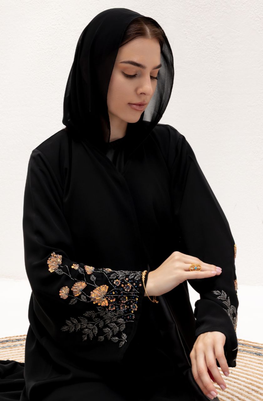 Rose Noir Abaya - Rayaluxurypret
