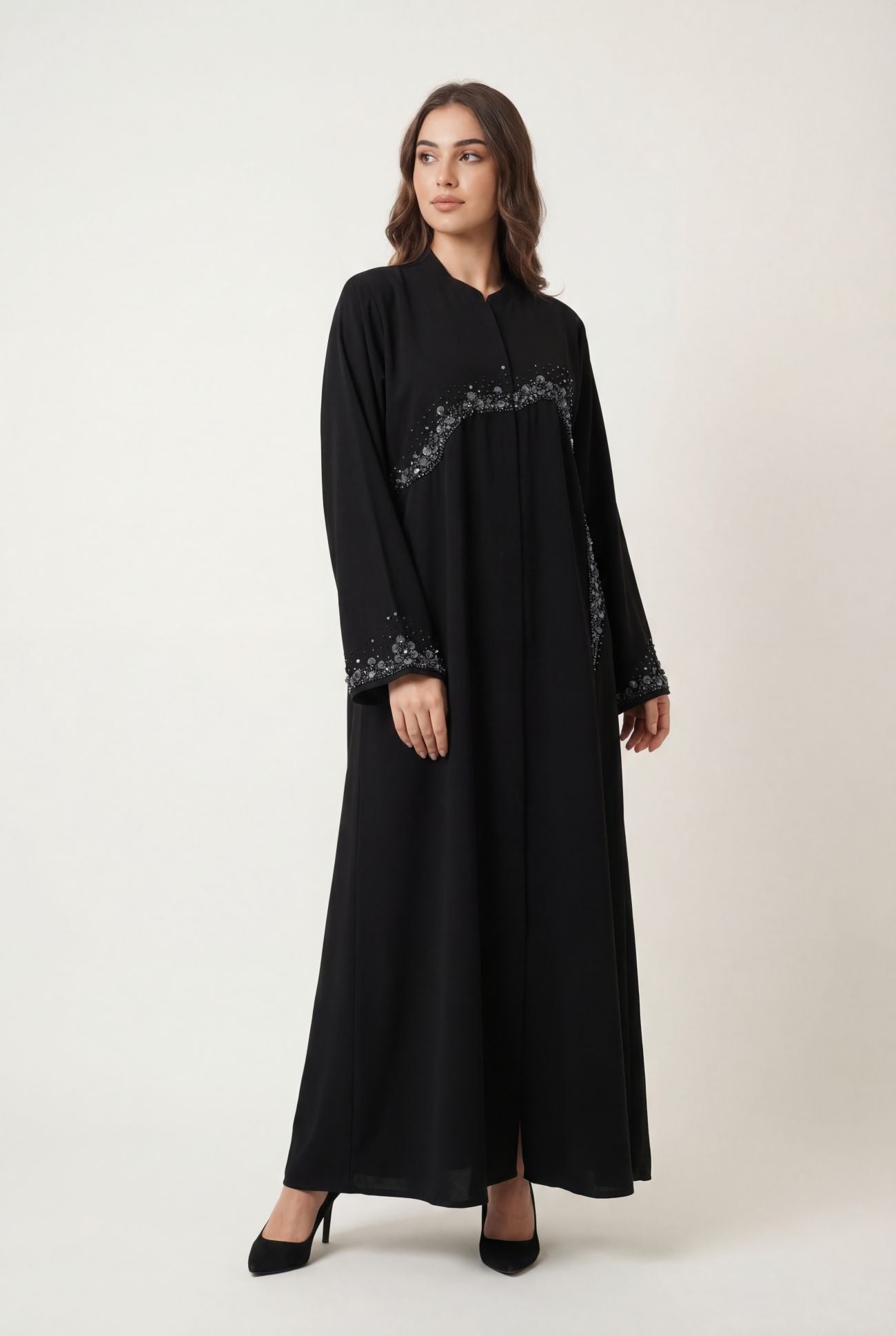 Noir Ocean Bloom Abaya