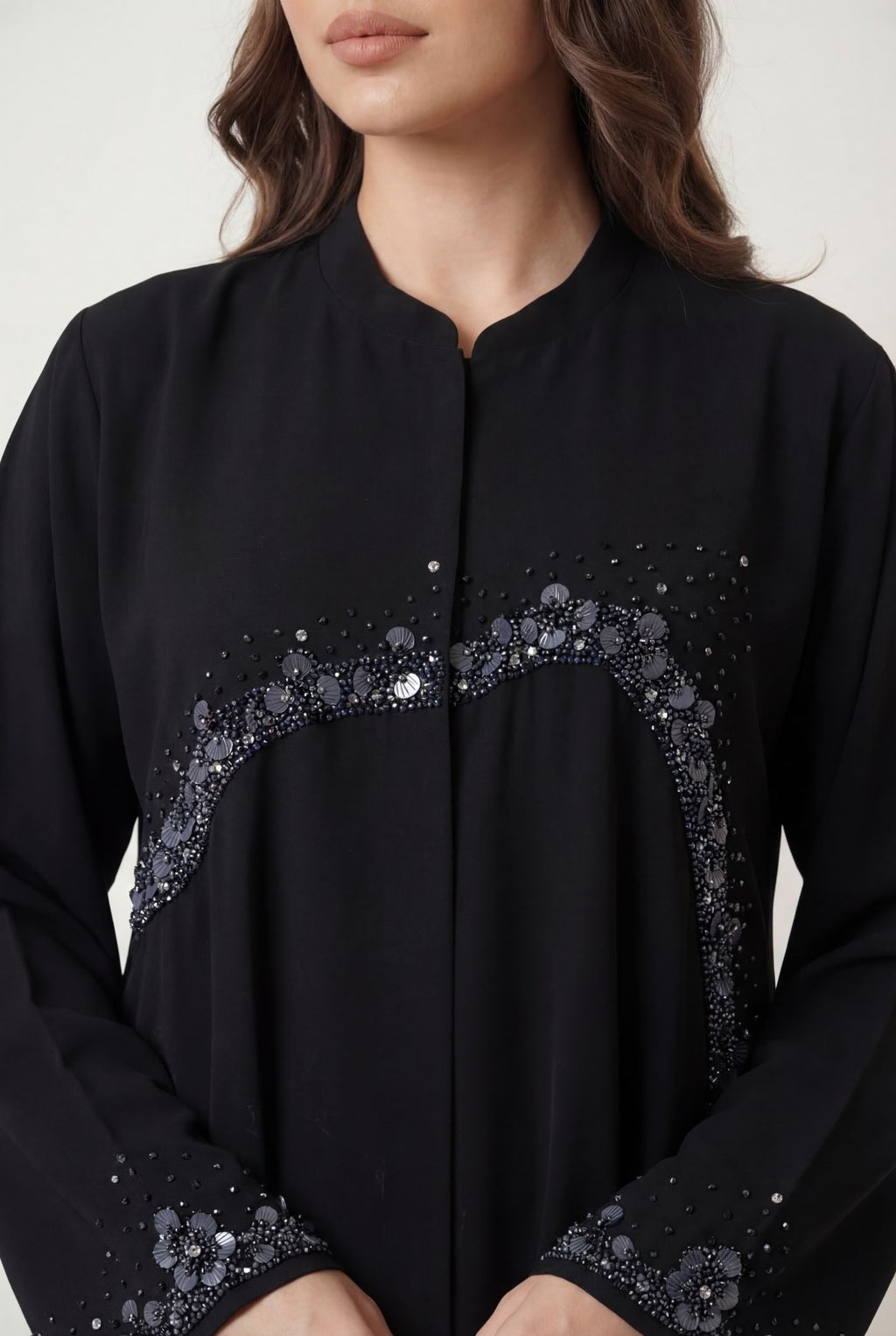 Noir Ocean Bloom Abaya