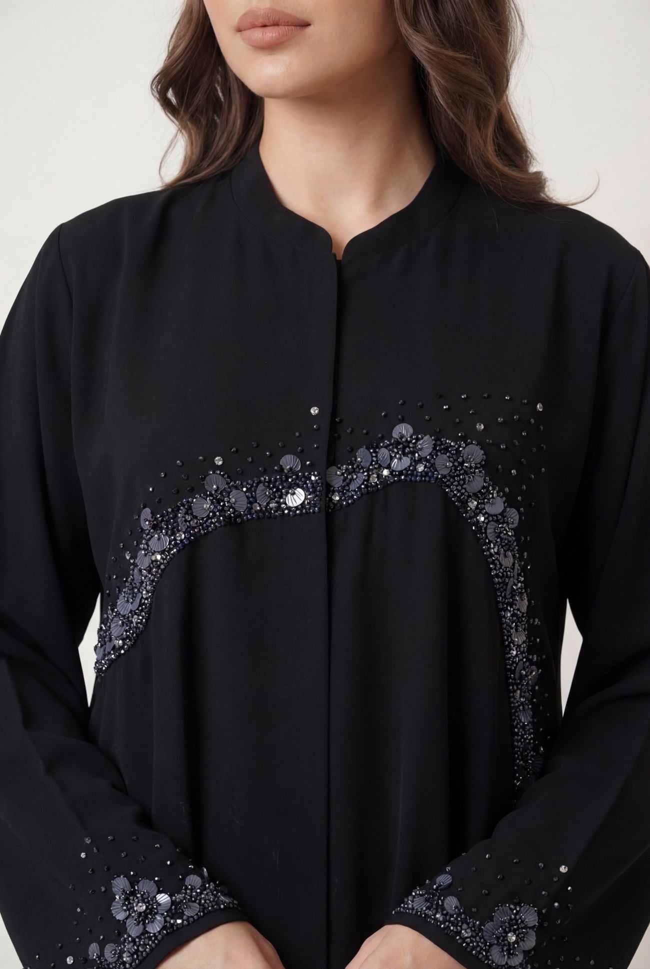 Noir Ocean Bloom Abaya