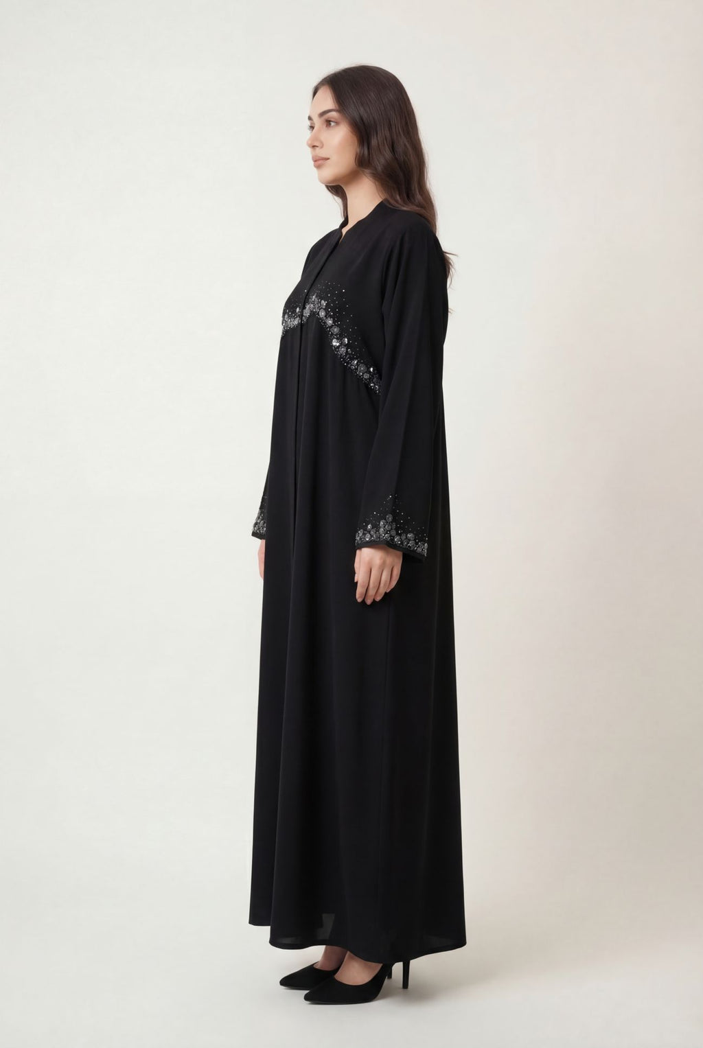 Noir Ocean Bloom Abaya