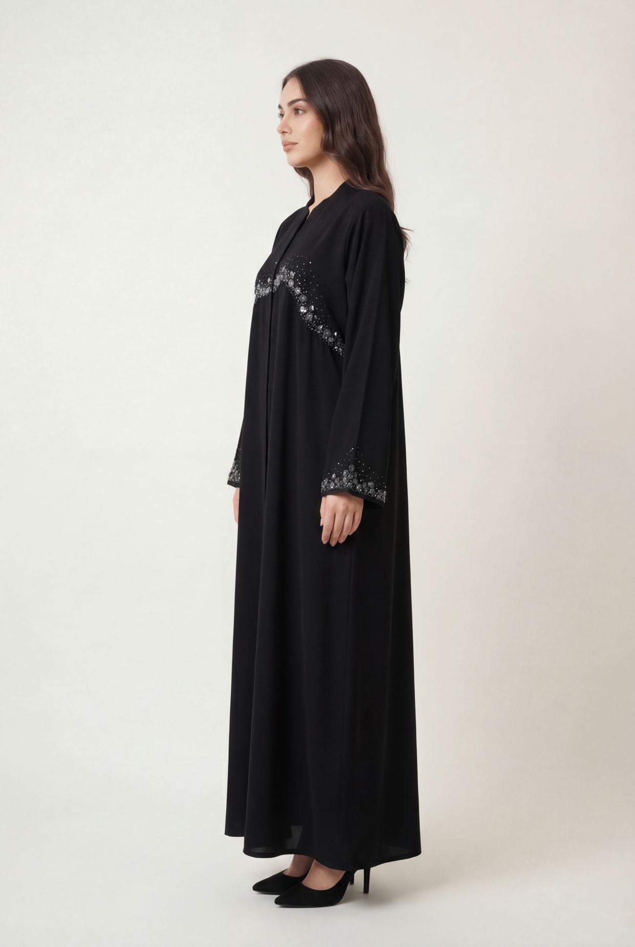 Noir Ocean Bloom Abaya