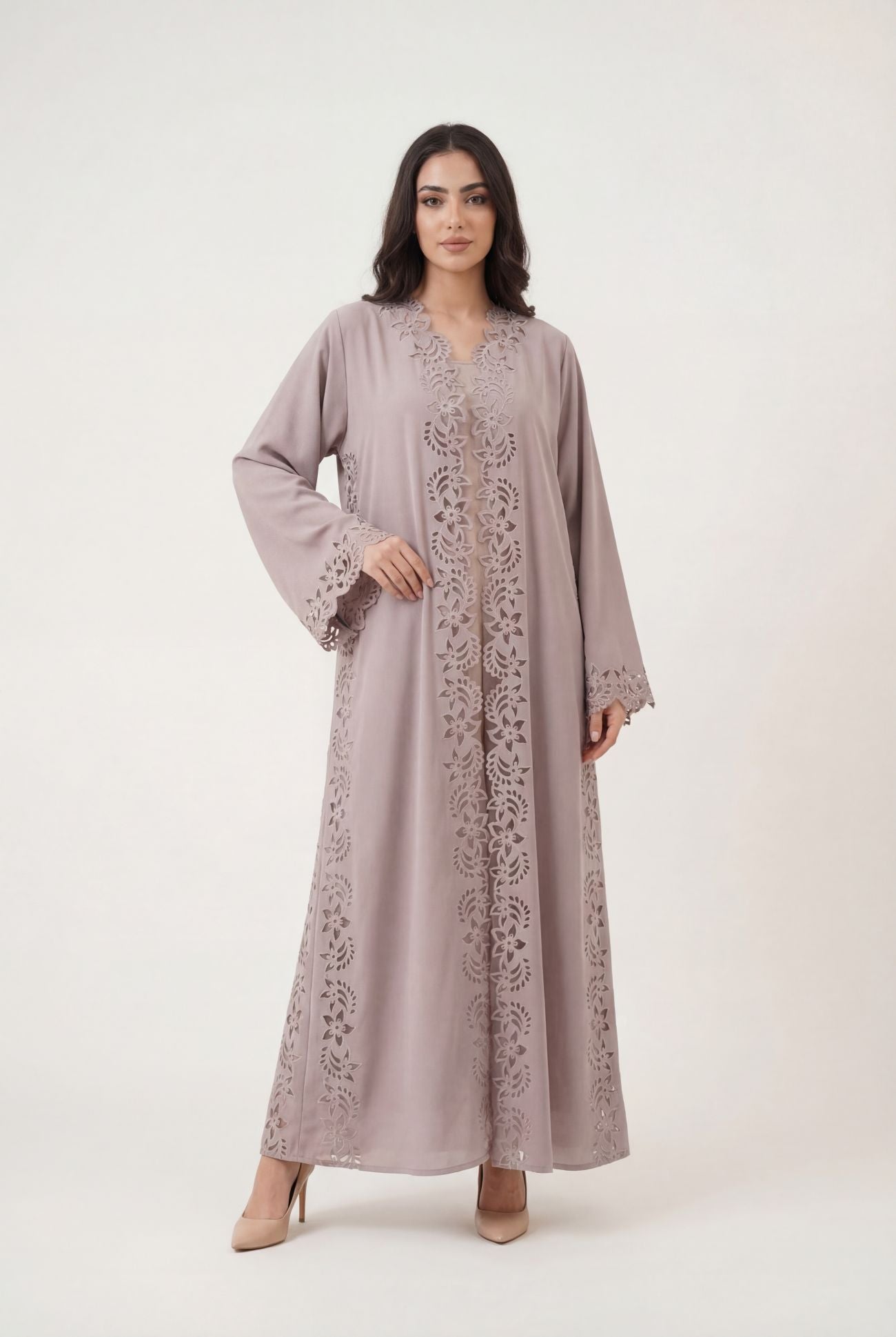 Moonlit Floral Cut Abaya