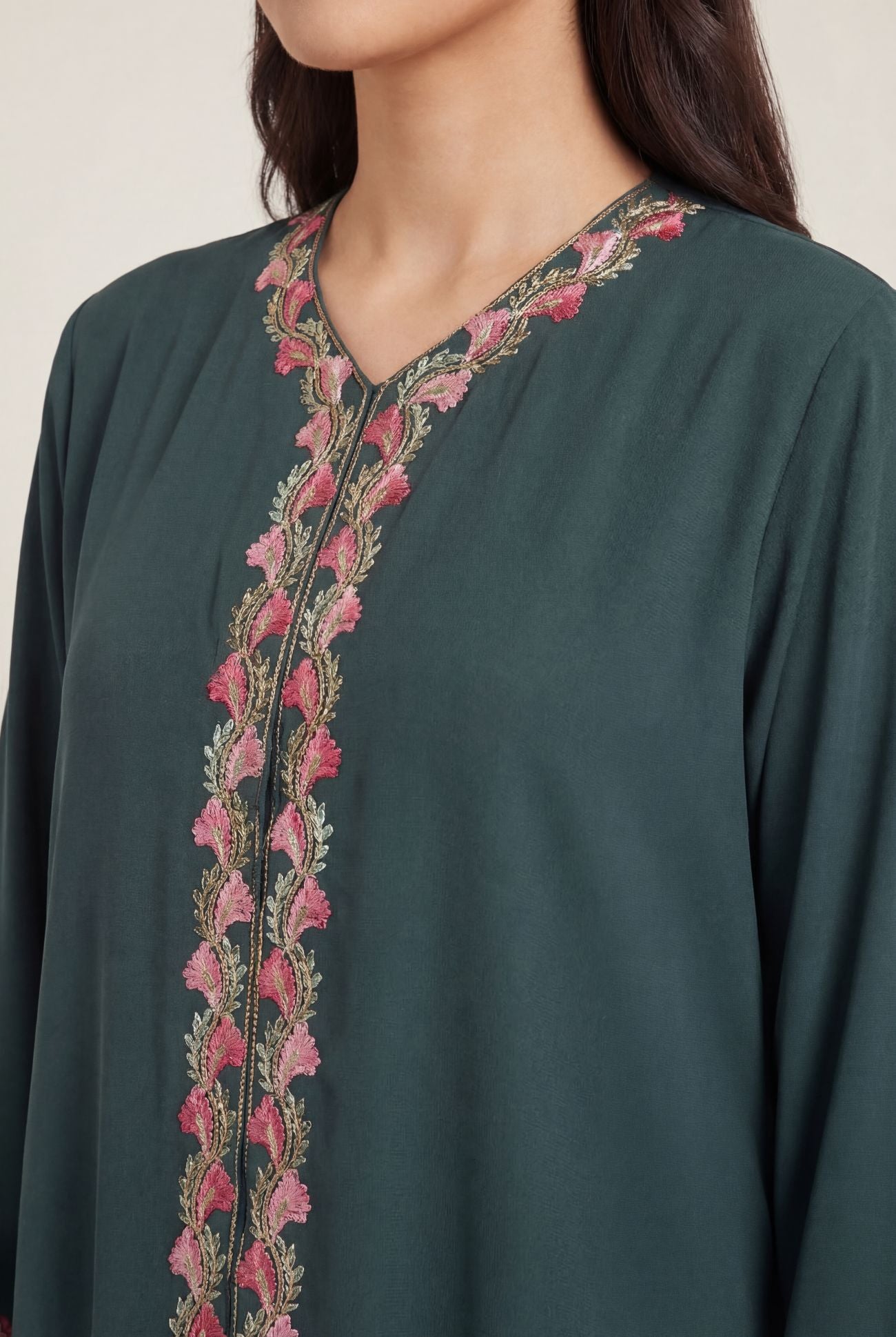 Emerald Bloom Lace Abaya