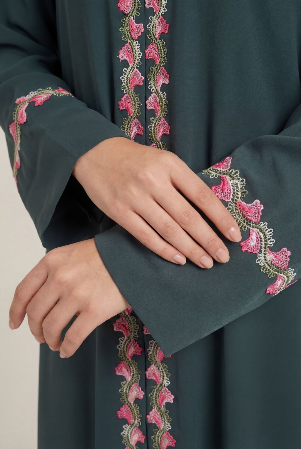 Emerald Bloom Lace Abaya