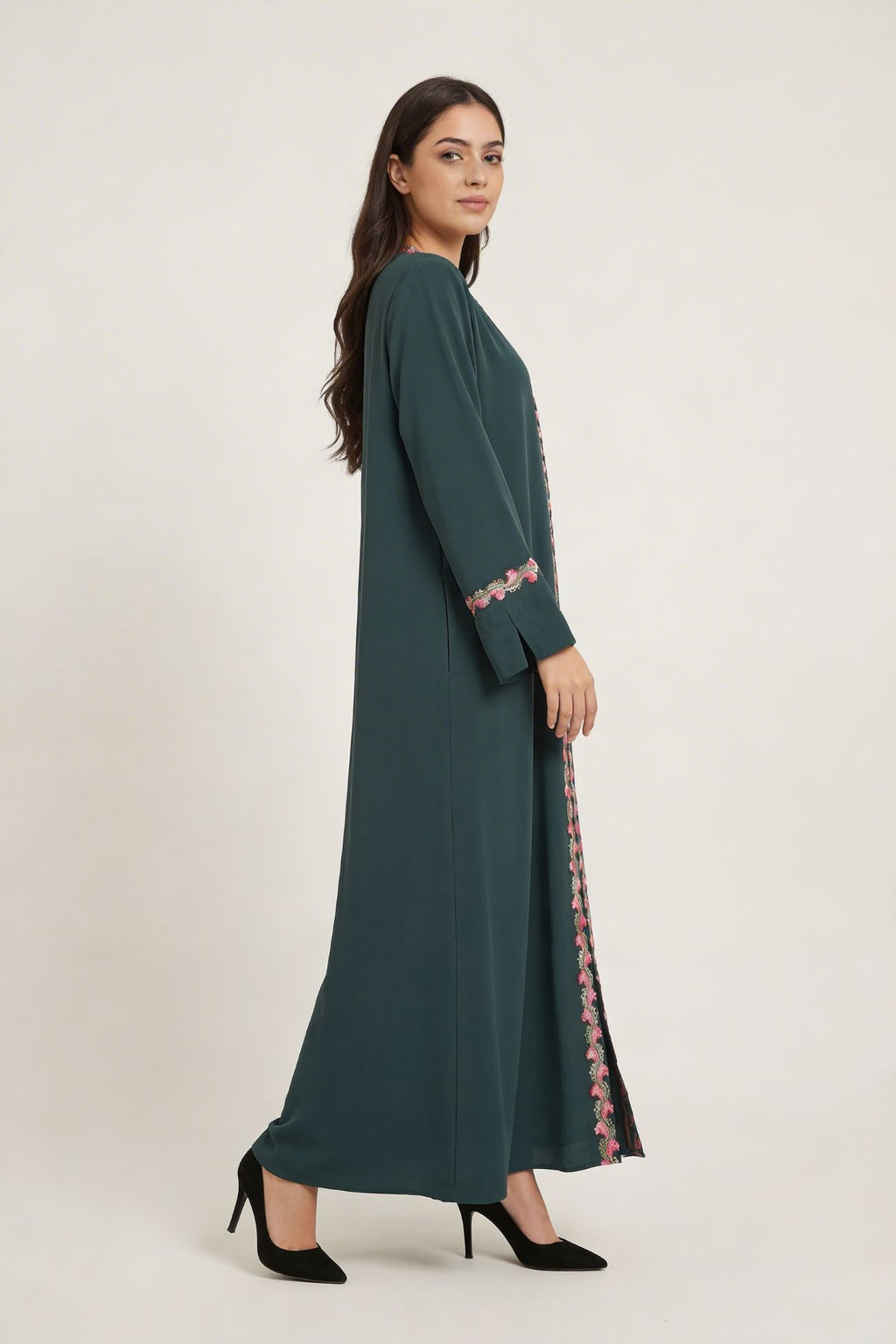 Emerald Bloom Lace Abaya