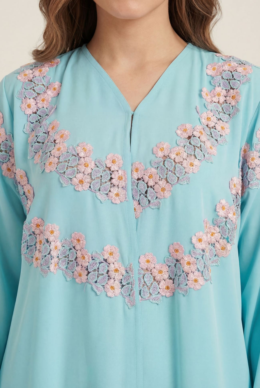 Azure Bloom Lace Abaya