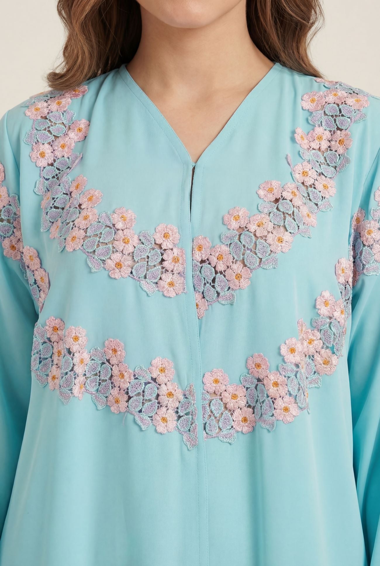 Azure Bloom Lace Abaya