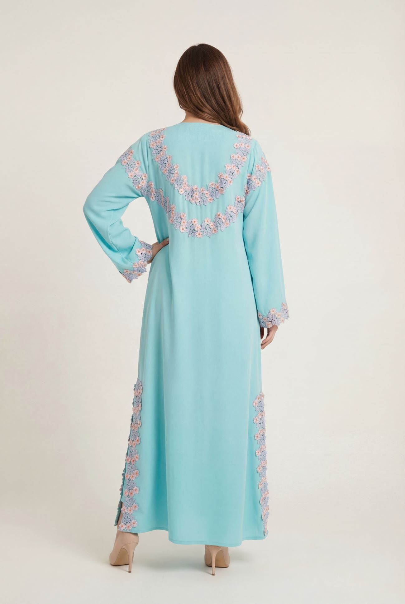 Azure Bloom Lace Abaya