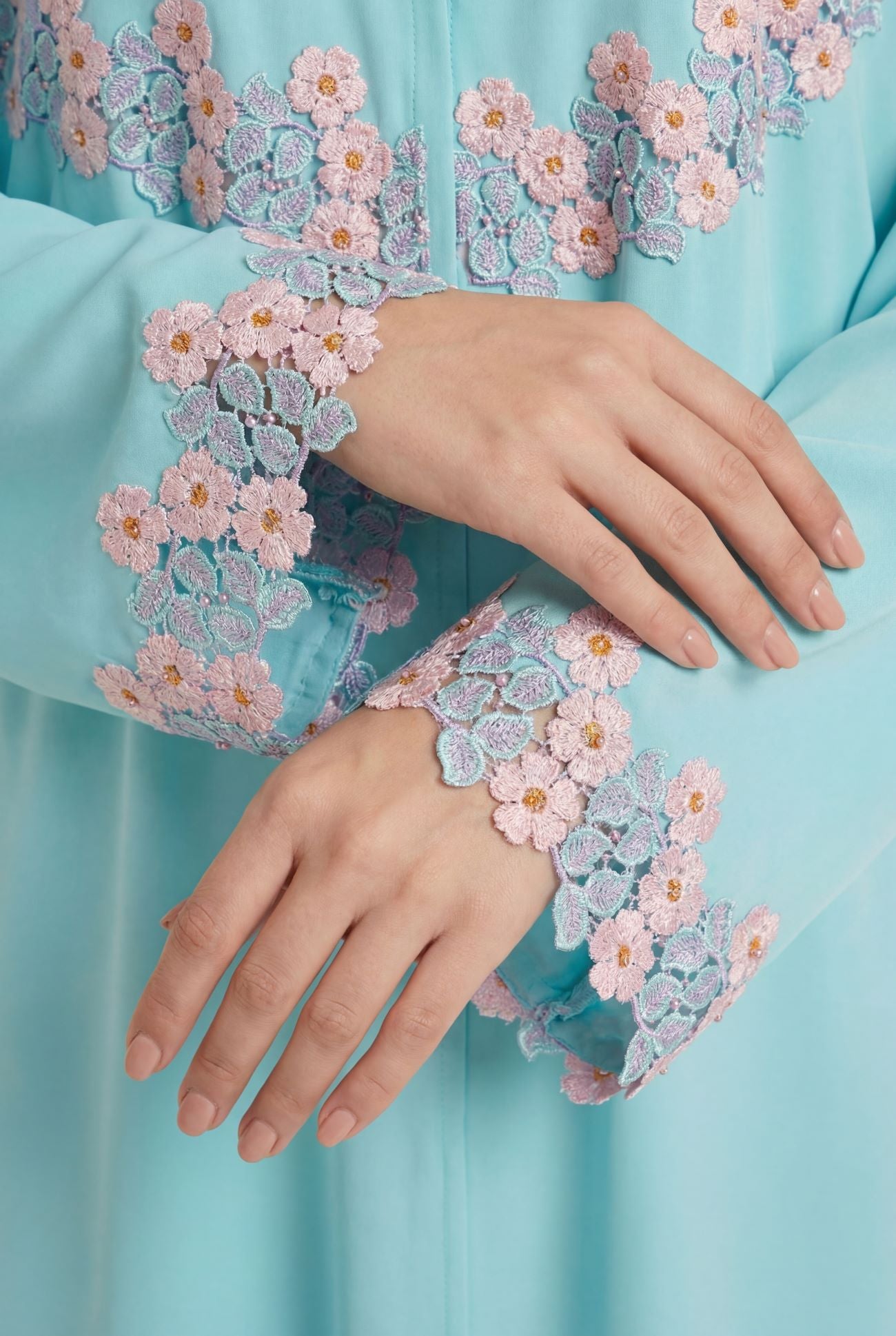 Azure Bloom Lace Abaya