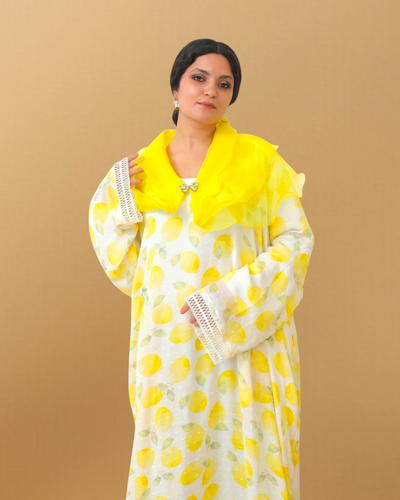 LEMONY YELLOW CAPE COLLAR JALABIYA