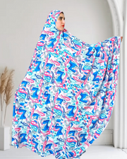 SAMARKAND BLUE PINK PRINTED KHIMAR