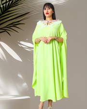 FLUORESCENT GREEN BUTTERFLY CAPE DRESS