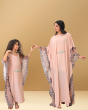 NUDE AND BLUE LACEY KAFTAN  (MOTHER / DAUGHTER DUO )