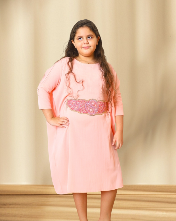 BUBBLEGUM PINK BELT KIDS DRESS