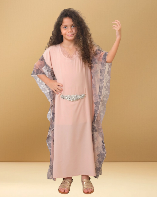 NUDE AND BLUE LACEY KIDS KAFTAN