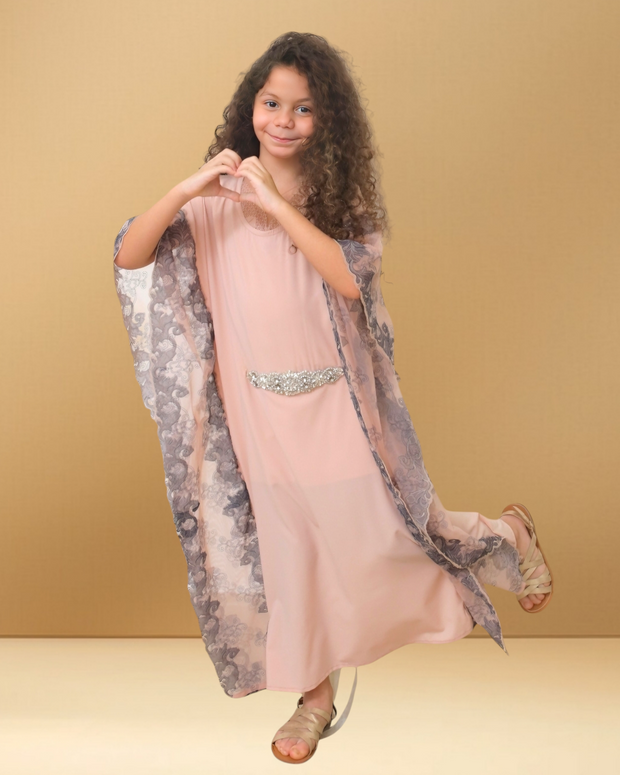 NUDE AND BLUE LACEY KIDS KAFTAN