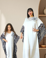 BLACK AND WHITE FLOWERY KAFTAN  (MOTHER/ DAUGHTER DUO )