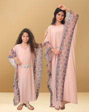 NUDE AND BLUE LACEY KAFTAN  (MOTHER / DAUGHTER DUO )