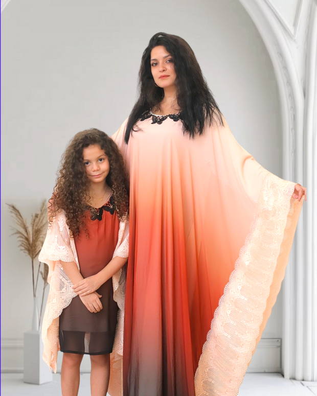 PEACH SUNSET KAFTAN  (MOTHER / DAUGHTER DUO )