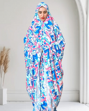 SAMARKAND BLUE PINK PRINTED KHIMAR