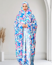 SAMARKAND BLUE PINK PRINTED KHIMAR