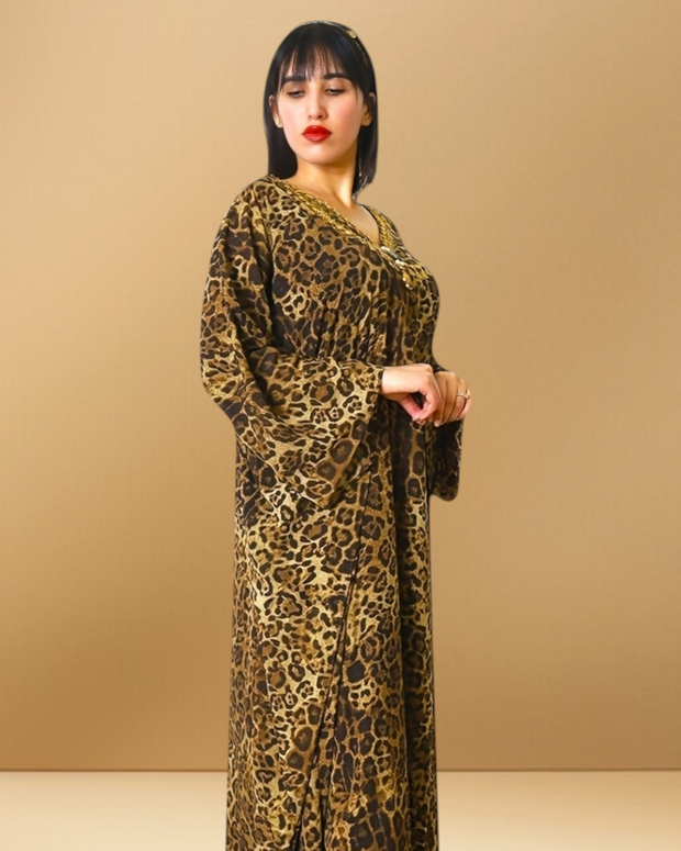 DUBAI BLING LEOPARD KAFTAN