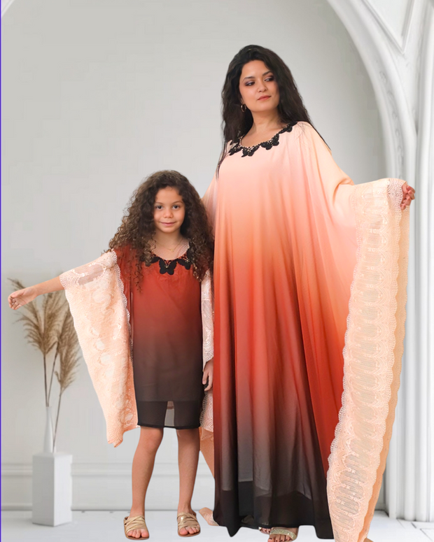 PEACH SUNSET KAFTAN  (MOTHER / DAUGHTER DUO )