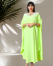 FLUORESCENT GREEN BUTTERFLY CAPE DRESS