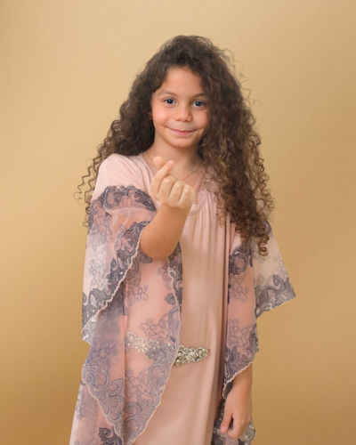 NUDE AND BLUE LACEY KIDS KAFTAN