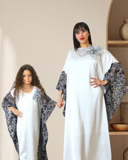 BLACK AND WHITE FLOWERY KAFTAN  (MOTHER/ DAUGHTER DUO )