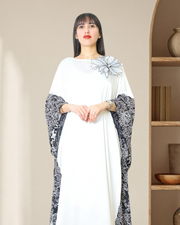 BLACK AND WHITE FLOWERY KAFTAN