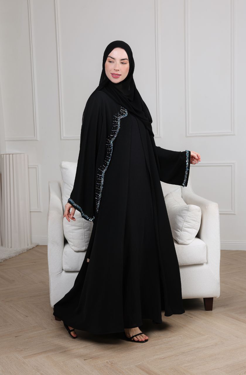 Blue Sparkling Waves Abaya - Rayaluxurypret